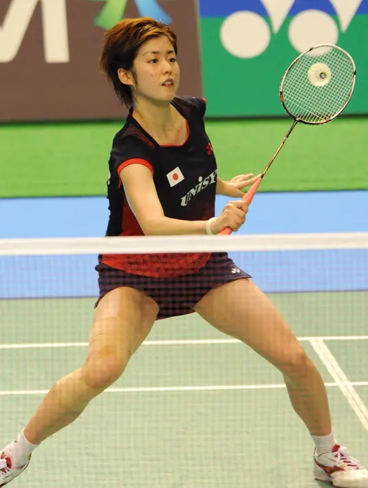 7. Ayane Kurihara - Ayane mendapat pujian karena kecantikannya di media Weibo yang digandrungi netizen China. Tak hanya cantik, pemain ganda campuran Jepang ini juga terkenal dengan senyum yang manis dan paras imut. (AFP/Toshifumi Kitamura)