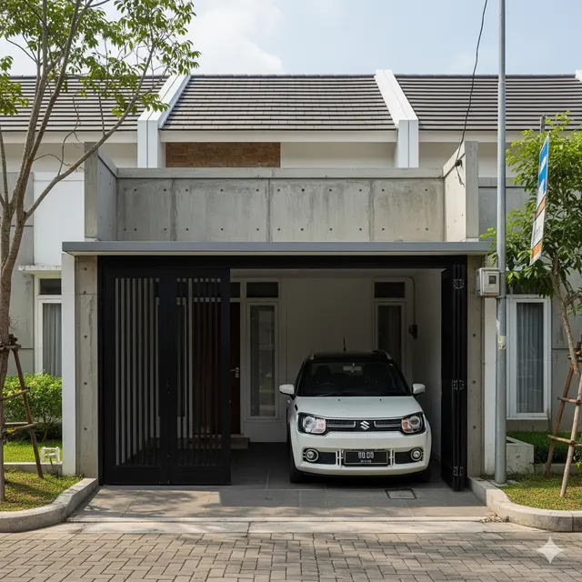 Desain Rumah Sempit Ada Garasi Mobil Kecil