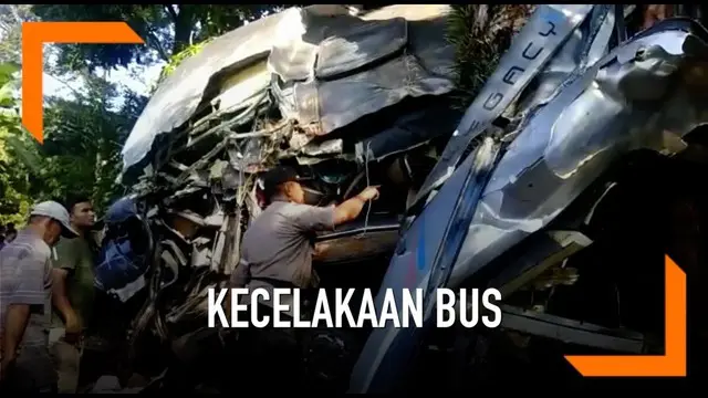 VIDEO: 2 Orang Meninggal Dunia Akibat Bus Tabrak Pohon
