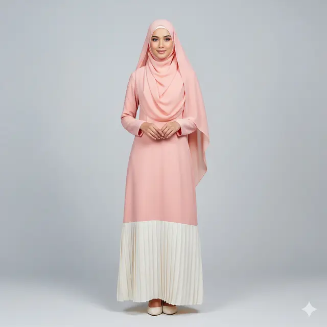 Inspirasi Long Dress Muslim Kombinasi Warna Pastel Kekinian. Gemini