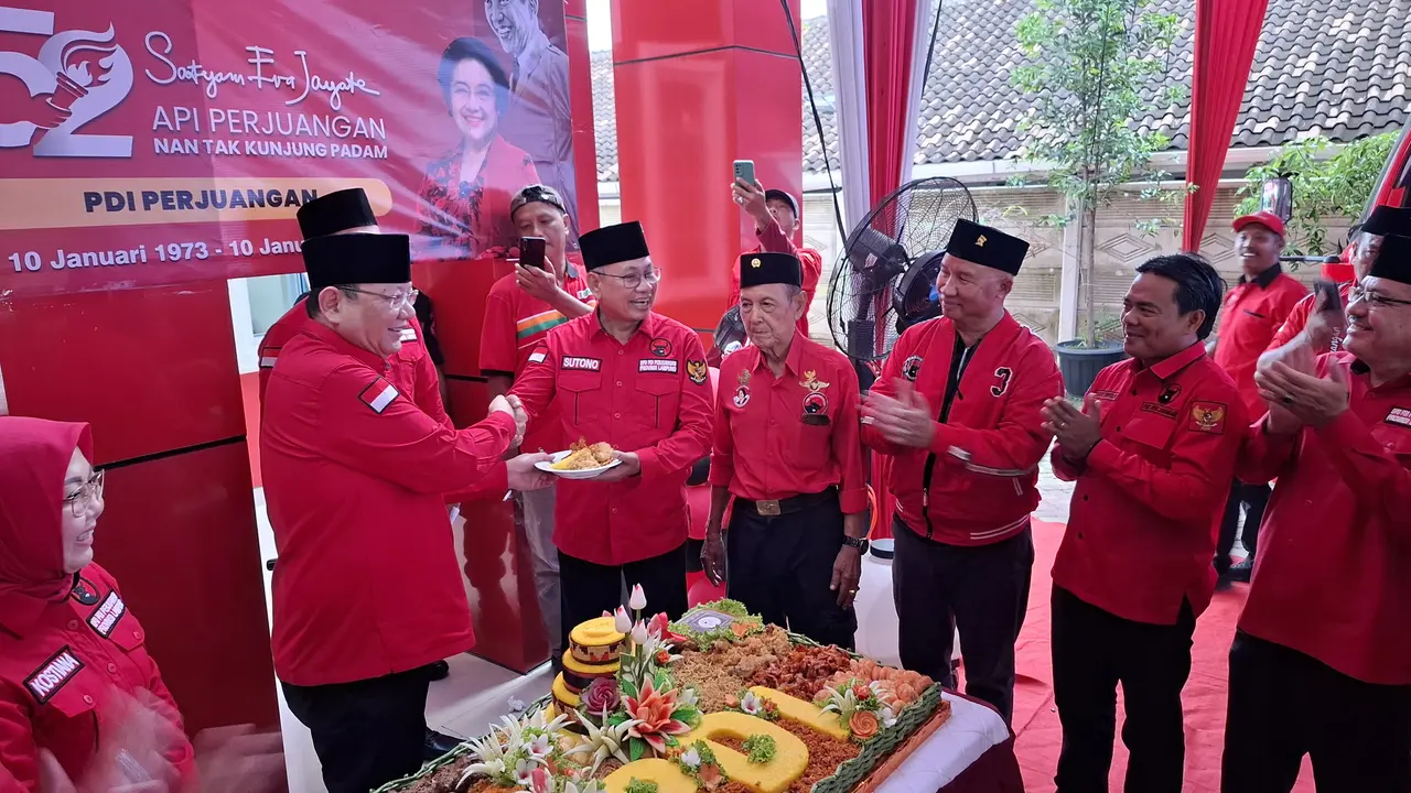 DPD PDI Perjuangan Lampung menggelar HUT ke-52 PDI Perjuangan. Foto : (Liputan6.com/Ardi).