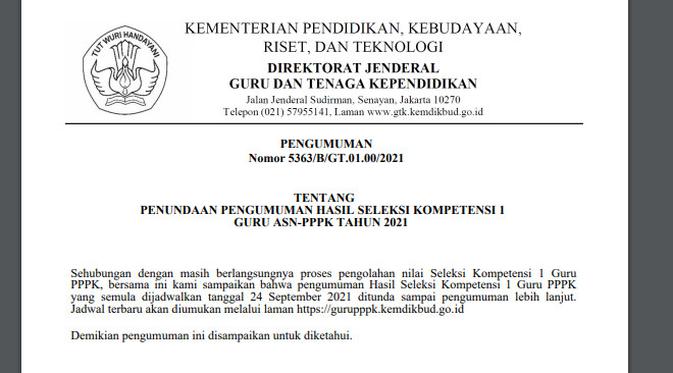 Bisa Cek Di Gurupppk Kemdikbud Go Id Pengumuman Hasil Seleksi Pppk Guru Tahap I Ditunda Bisnis Liputan6 Com
