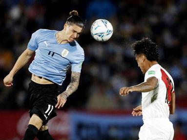Striker baru Liverpool, Darwin Nunez, merupakan salah satu pemain yang paling ditunggu penampilannya di Piala Dunia 2022 Qatar. Bomber asal Uruguay ini terkenal cepat, kuat dan punya penyelesaian akhir yang sangat baik. (Matilde Campodonico/Pool/AFP)