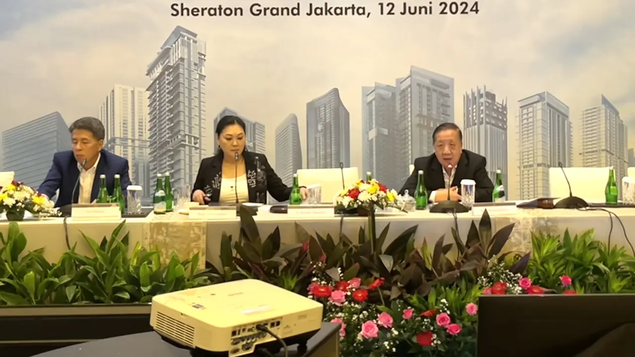 Public Expose Rapat Umum Pemegang Saham PT Pakuwon Jati Tbk yang berlangsung di Hotel Sheraton Grand Jakarta Gandaria City, Jakarta Selatan, Rabu (12/6/2024). (Pipit/Liputan6.com)