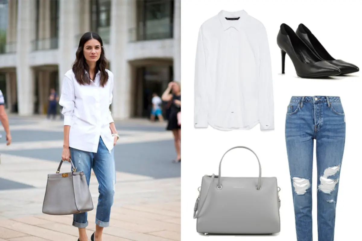 9 Gaya Cool Kemeja Putih dan Ripped Jeans Cocok untuk Kemana Saja