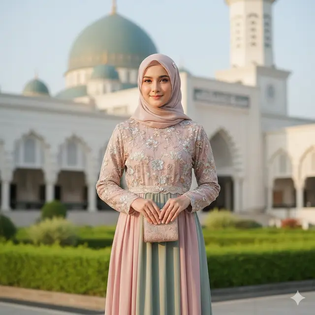Model Gamis Kombinasi Ceruti