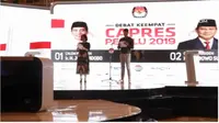 Moderator debat keempat Pilpres 2019 Retno Pinasti dan Zulfikar Naghi.