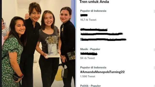 Kolase kejutan ulang tahun Amanda Manopo ke-22 dan tanggkapan layar trending Twitter (Foto: Instagram/@judits29)