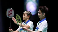 Ganda putra Indonesia Kevin Sanjaya Sukamuljo / Marcus Fernaldi Gideon saat tampil di babak pertama All England 2021, Rabu, 17 Maret. (foto: BWF-limited acces)