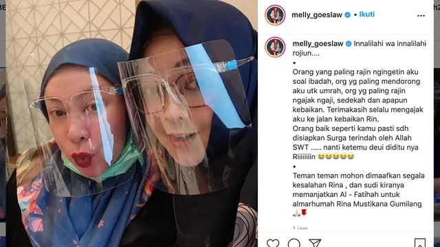Unggahan Melly Goeslaw soal Rina Gunawan. (Foto: Instagram @melly_goeslaw)