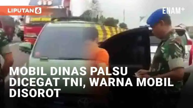 Sebuah mobil dengan rotator dicegat anggota TNI di jalan tol. Setelah berhasil mencegat dan meminta surat-surat, diketahui mobil berpelat dinas TNI palsu. Sorotan janggal tertuju pada warna mobil tersebut yang tidak lazim.
