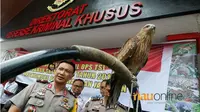 Direktorat Reserse Kriminal Khusus Kepolisian Daerah Riau ekspos 44 berbagai jenis satwa dilindungi selama dua pekan terakhir, Rabu, 30 Mei 2018. (Riauonline/Istimewa)