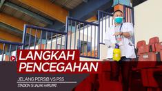 Berita video jelang pertandingan pekan ketiga Shopee Liga 1 2020, Persib vs PSS, Stadion Si Jalak Harupat disemprot disinfektan oleh petugas PMI, Minggu (15/3/2020).