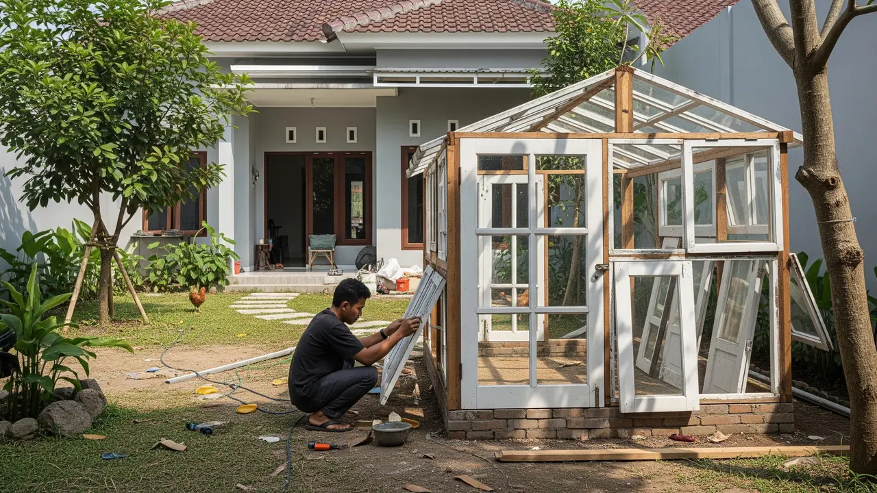 Kandang Ayam Kampung dari Pintu dan Jendela Bekas Rumah