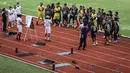 Tim Persita Tangerang melakukan latihan pungkasan sebelum berangkat menuju laga perdana mereka di BRI Liga 1 musim 2021/2022 menghadapi Persipura. Pertandingan tersebut akan berlangsung pada Sabtu, 28 Agustus 2021 di Stadion Pakansari, Bogor. (Foto: Bola.com/Bagaskara Lazuardi)