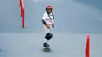 Skateboarder Indonesia Aliqqa Novvery pada sesi latihan jelang Asian Games 2018 di arena roller sport Jakabaring Sport City, Palembang, Senin (27/8). Aliqqa (9) merupakan atlet termuda pada ajang olah raga Asian Games. (ANTARA FOTO/INASGOC/M N Kanwa)