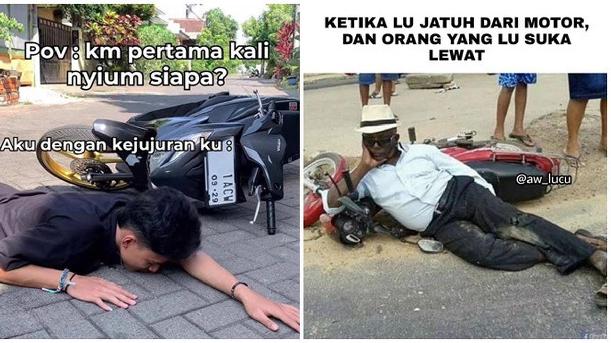 6 Meme Jatuh dari Motor Ini Kocak, Tetap Tersenyum Meski Menahan Sakit
