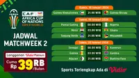 Jadwal Siaran Langsung Piala Afrika 2024 Matchweek 2 di Vidio Pekan Ini. (Sumber: dok. vidio.com)