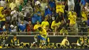 Pemain Brasil Gabriel melompat merayakan golnya ke gawang Haiti pada penyisihan grup B Copa America Centenario 2016 di Orlando, Florida, AS, (9/6/2016) WIB. Brasil menang 7-1. (Mandatory Credit: Kim Klement-USA TODAY Sports)