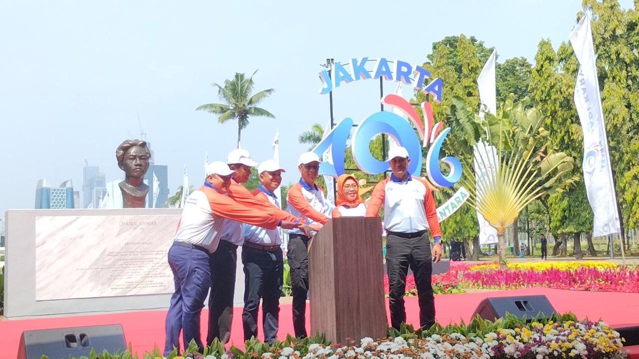 Penjabat (Pj) Gubernur DKI Jakarta Heru Budi Hartono resmi melakukan pencanangan jelang Hari Ulang Tahun (HUT) Jakarta ke-496