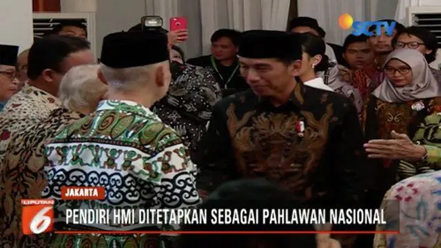 Presiden Jokowi berikan gelar pahlawan nasional untuk Lafran Pane, pendiri Himpunan Mahasiswa Indonesia.