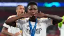Vinicius Junior menjadi salah satu bintang kemenangan Real Madrid di final Liga Champions 2023/2024. (AP Photo/Kirsty Wigglesworth)