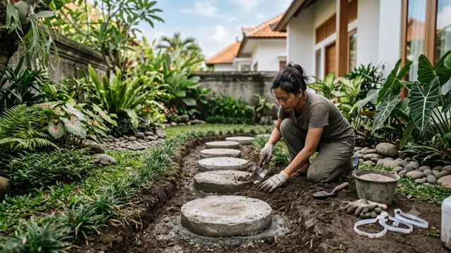 Cara Membuat Cetakan Batu Pijakan Taman dari Galon Bekas
