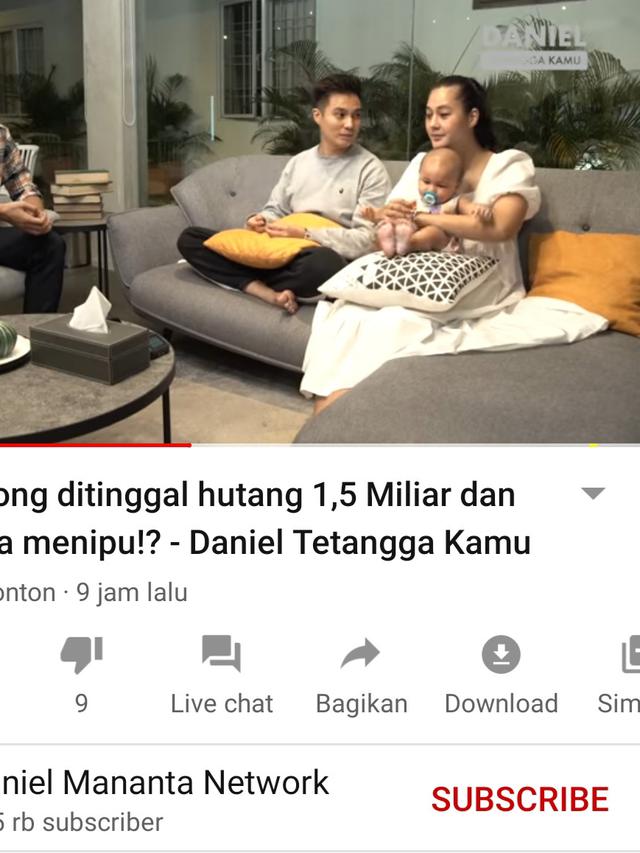 Unggahan Daniel Mananta. (Foto: YouTube Daniel Mananta Network)