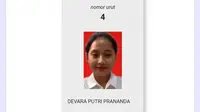 Caleg DPR RI Dapil Jawa Barat IX dari Partai Garuda Devara Putri Prananda. (Tangkapan layar laman KPU).