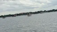 Pemagaran laut di Kabupaten Tangerang, Banten. (Liputan6.com/ Pramita Tristiawati)