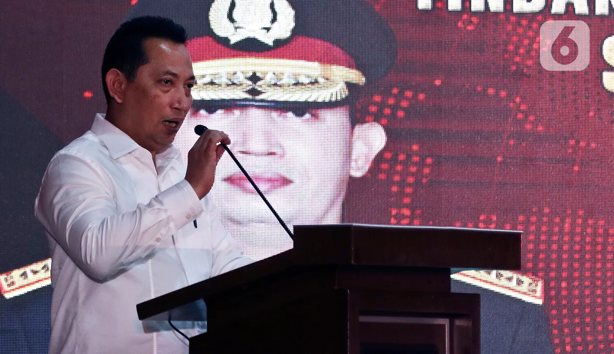 Kabareskrim Komjen Pol Listyo Sigit Prabowo memberi arahan pada penutupan Pelatihan Penanganan Tindak Pidana Pemilihan dan Laporan Sentra Gakumdu Pemilihan 2020, Jakarta, Kamis (27/2/2020). Pengarahan diberikan untuk Dirreskrimum hingga Kasubdit I/Kamneg Polda se-Indonesia (Liputan6.com/Johan Tallo)