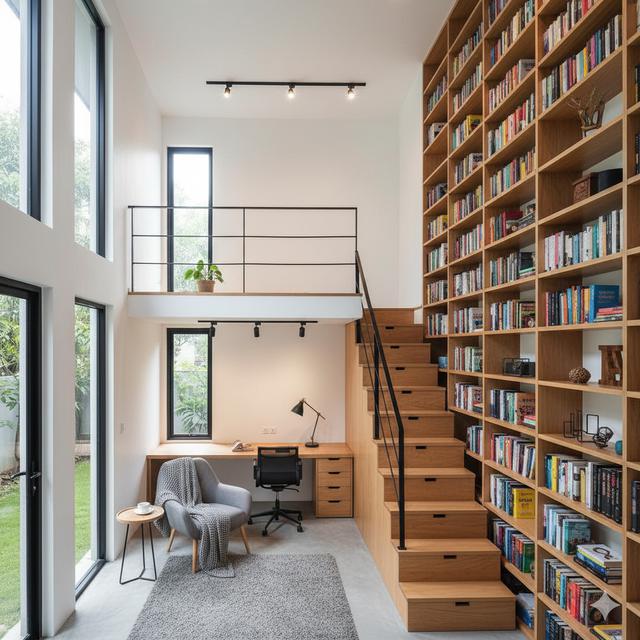 7 Inspirasi Rumah Kecil Mezzanine dengan Perpustakaan Mini di Area Atas, Solusi Cerdas untuk Ruang Terbatas