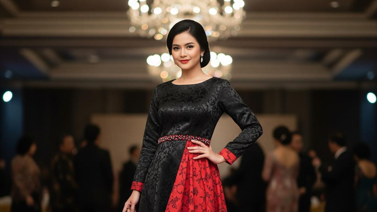 7 Look Atasan Brokat Hitam dengan Bawahan Batik Terbaru, Paduan Mewah &amp; Timeless untuk Kondangan