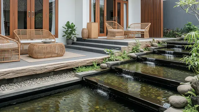Teras Kampung Minimalis 3x4 dengan Kolam Ikan Bertingkat
