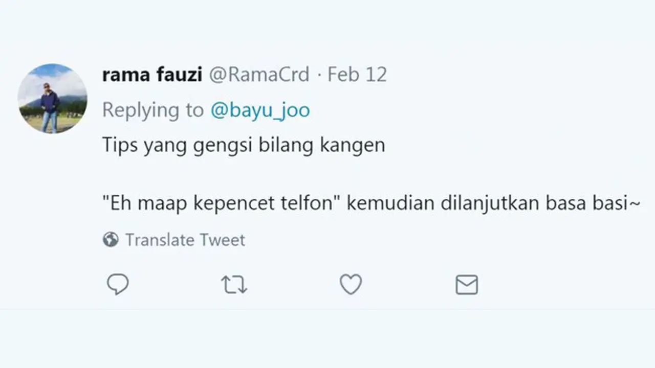 Deretan Twit Kocak Gengsi Bilang Kangen