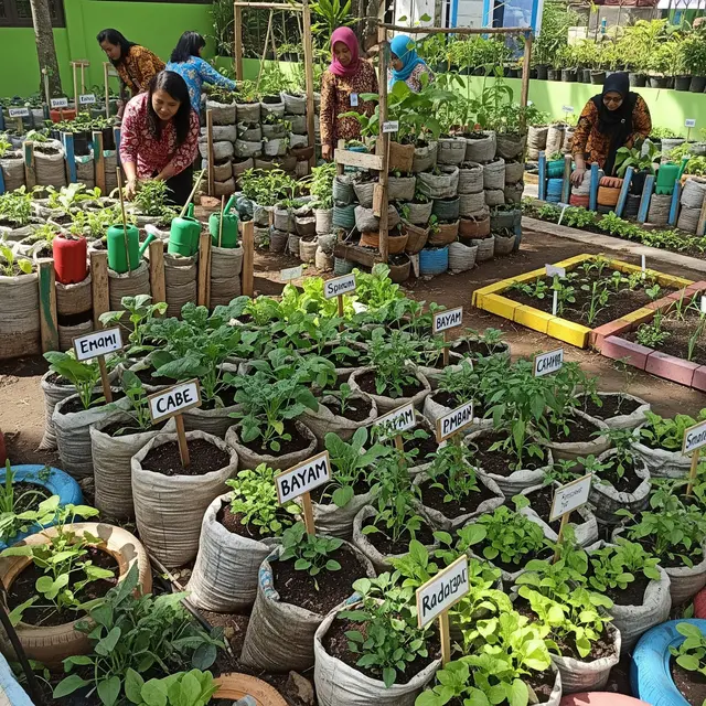 Ide Kebun Sayur untuk Ibu Dasawisma dari Barang Bekas (Image by Gemini AI)