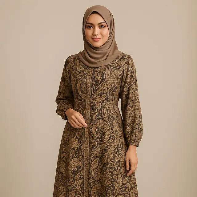 Gamis Batik Cocok dengan Warna Jilbab Apa?/ Ilustrasi gambar oleh AI