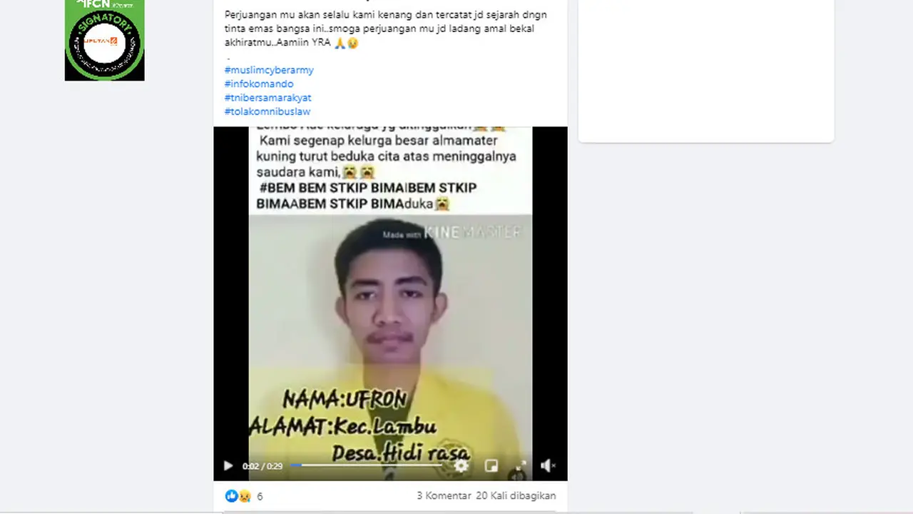 Penelusuran Klaim Mahasiswa STKIP BIMA yang Ikut Demo Bernama Ufron Meninggal