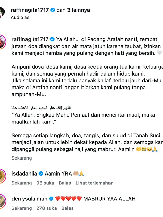 Unggahan Raffi Ahmad. (Foto: Dok. Instagram @raffinagita1717)