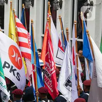 Sebelumnya, ada pawai bendera partai politik peserta Pemilu 2024.(Liputan6.com/Faizal Fanani)