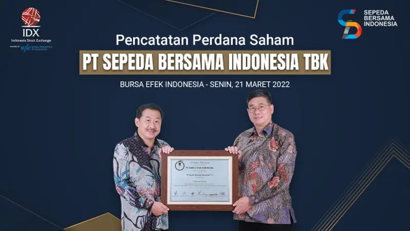 Pencatatan perdana saham PT Sepeda Bersama Indonesia Tbk (BIKE), Senin, 21 Maret 2022 (Foto: BEI)