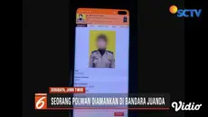 Seorang polwan beridentitas palsu ditangkap di Bandara Juanda, Surabaya, atas permintaan Polda Maluku Utara.