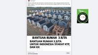 Tangkapan layar klaim link pendaftaran bantuan rumah gratis atau bersubsidi yang beredar di Facebook.