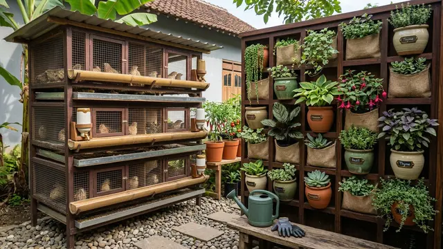 Kandang Puyuh dan Kebun Mini di Belakang Rumah (AI Generated)