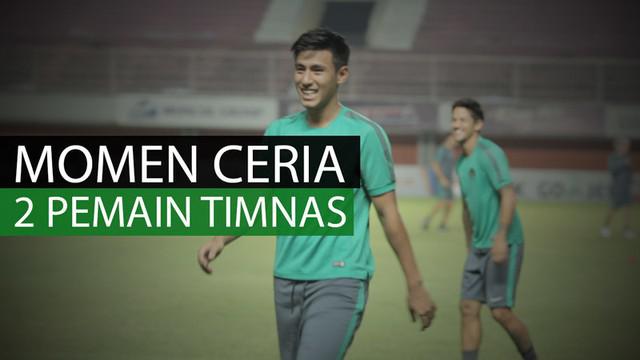 Berita video momen ceria Irfan Bachdim dan Hanif Sjahbandi sebelum latihan Timnas Indonesia pada malam hari, Minggu (11/6/2017).