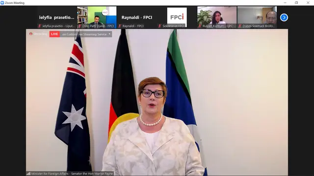 Marise Payne dalam acara "A Keynote Speech by Australia’s Minister for Foreign Affairs — The Hon. Marise Payne", Kamis (9/9/2021)