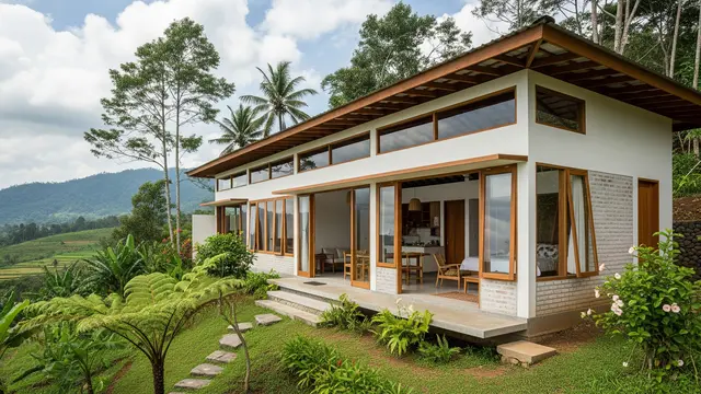 Model Rumah Tropis di Lereng Gunung/ Ilustrasi AI