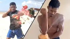Berita Video Uji Kekuatan Para Atlet MMA One Championship, Aung La N Sang Hancurkan Kelapa Dengan Tendangannya
