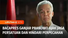 Bakal calon presiden Ganjar Pranowo mengajak semua pihak yang berkontestasi pada pemilu 2024, untuk menjaga persatuan dan menghindari perpecahan. Menurut Ganjar, demokrasi adalah satu-satunya cara untuk mewujudkan Bangsa Indonesia sejahtera, damai, a...