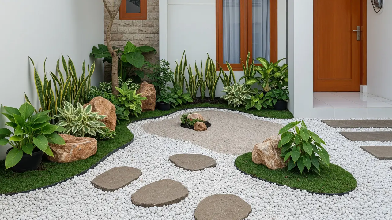 Taman Kering dengan Batu Alam